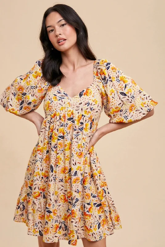 Sweetheart Floral Print Mini Dress Comfortable Wrap Mini Dress