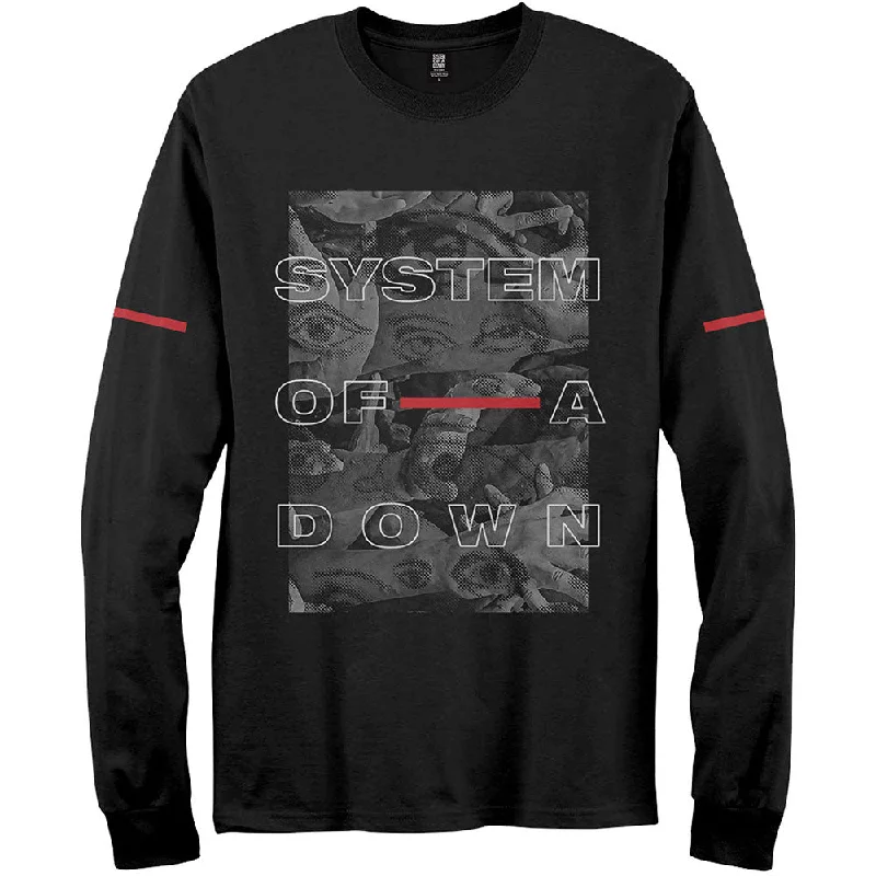 System Of A Down Unisex Long Sleeved T-Shirt: Eye Collage Rayon Velvet Corduroy