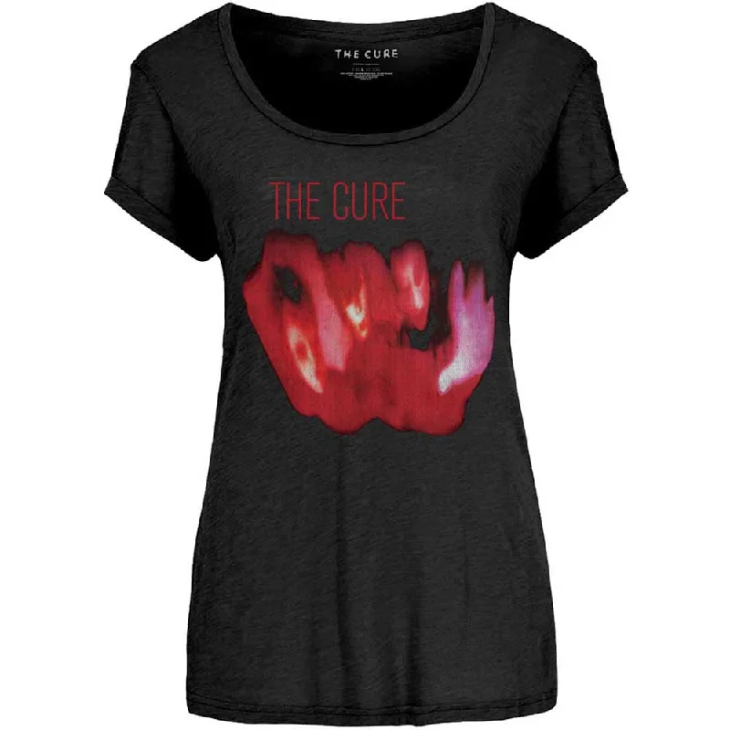 The Cure Ladies T-Shirt: Pornography (Scoop Neck) Collared Crew Neck Turtle Neck