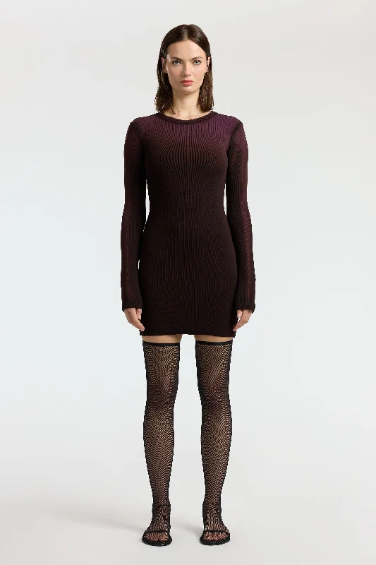 Verona Crewneck Mini Dress Elegant Vintage Mini Dress