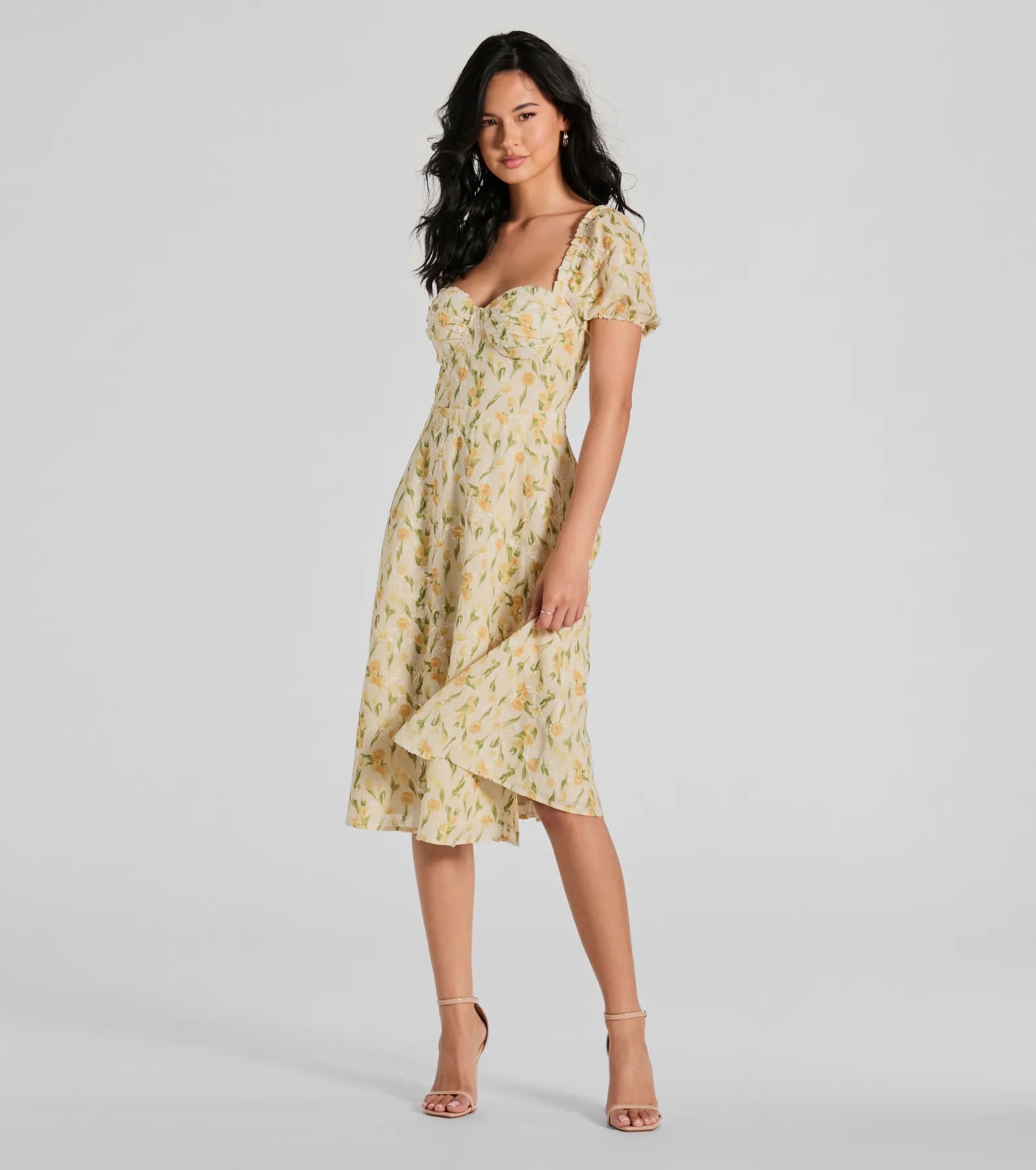 When Life Gives You Lemons Sweetheart A-Line Midi Dress Cozy Knit Midi Dress