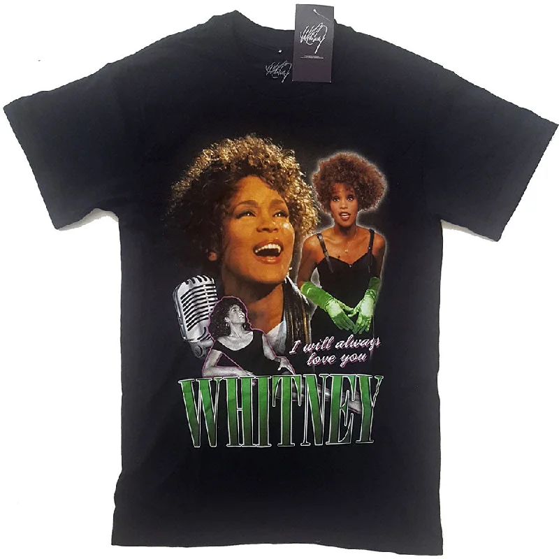 Whitney Houston | Official Band T-Shirt | Always Love You Homage Welt Pockets Slit Pockets Flap Pockets