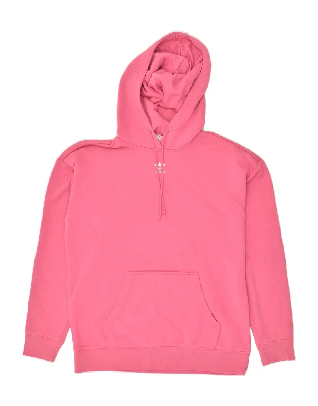 ADIDAS Womens Hoodie Jumper UK 8 Small  Pink Cotton Hoodie with Drawcord Adjustable Secure