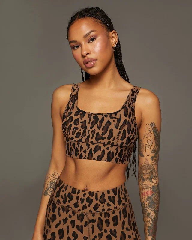 Basal Leopard Print Longline Bra Supportive Cotton Bra