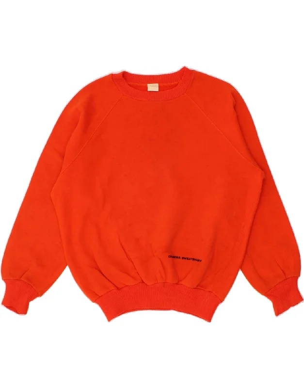 CARRERA Womens Graphic Oversized Sweatshirt Jumper UK 14 Medium Orange Hoodie with Pocket Utility Practical