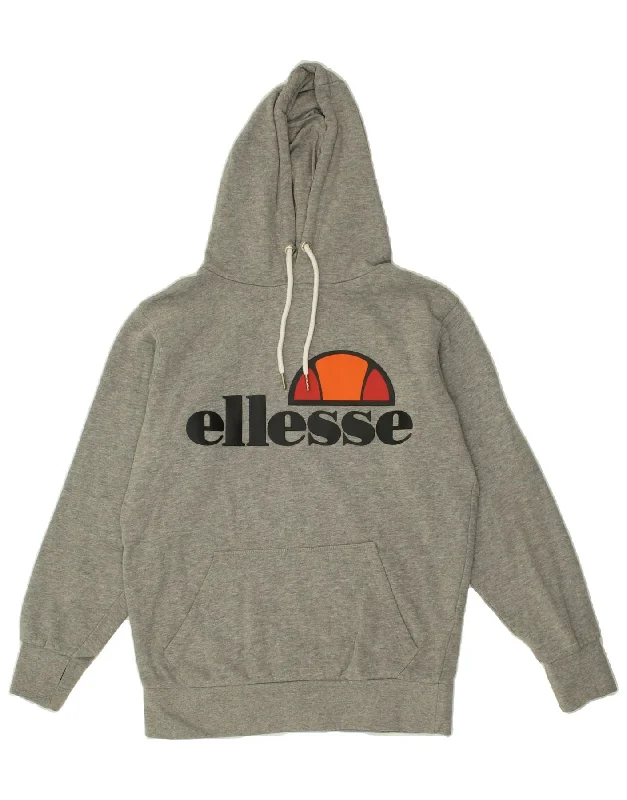 ELLESSE Womens Graphic Hoodie Jumper UK 10 Small Grey Hoodie with Illustration Artistic Creative