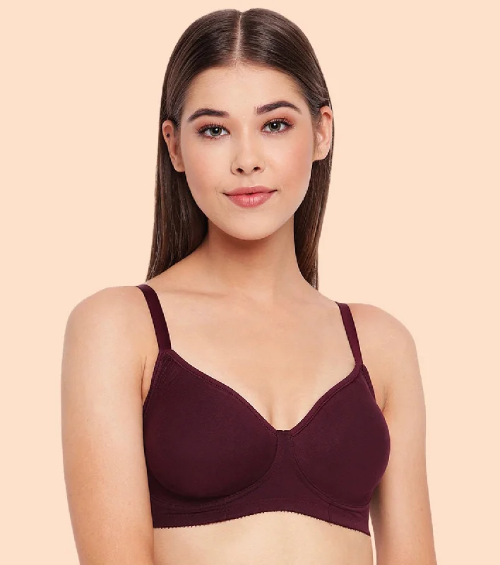 Enamor Fab-Cool A042 Side Support Shaper  Stretch Cotton Everyday Bra for Women- High Coverage, Non Padded and Wirefree - Purple Comfortable Active Bra