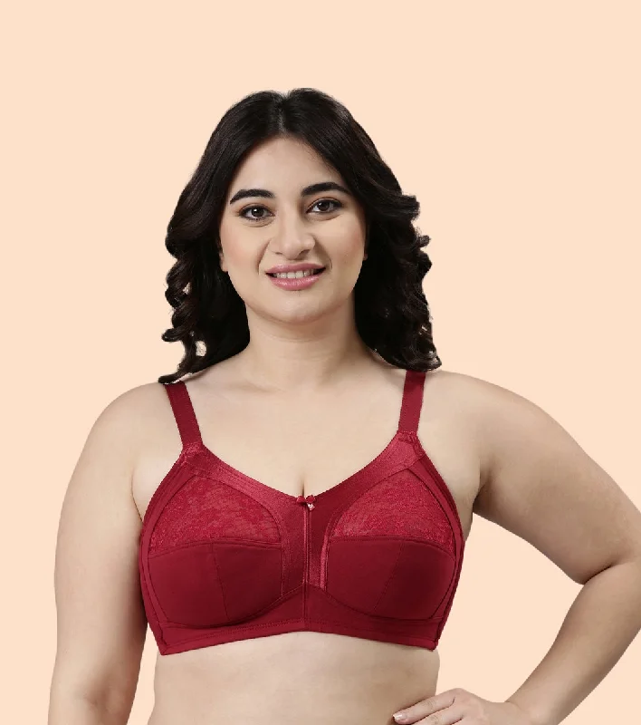 Enamor Fab-Cool A014 Super Contouring M-frame Full Support  Cotton Bra for Women- Full Coverage, Non Padded and Wirefree - Masai Comfort Fit Bralette