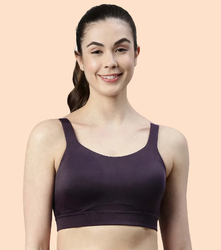 Enamor Agion SB18 Convertible Back High-Impact Sports Bra for Women- Full Coverage, Padded and Wirefree - Night Shade Comfortable Lounge Bra