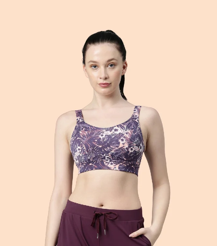 Enamor Agion SB18 Convertible Back High-Impact Sports Bra for Women- Full Coverage, Padded and Wirefree - Lilac Run High-Cut Bra Design