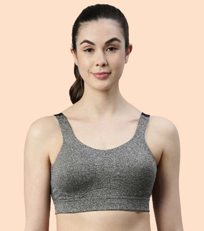 Enamor Agion SB18 Convertible Back High-Impact Sports Bra for Women- Full Coverage, Padded and Wirefree - Grey Melange Comfortable Lace Bra