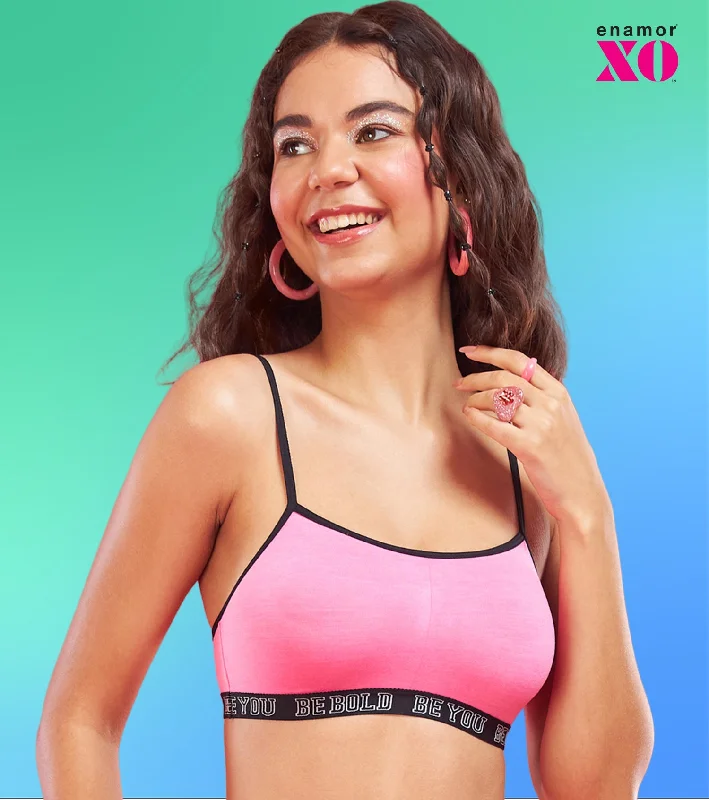 Enamor XO Candy Pink Non-Wired Non Padded Regular Bra - Baylish Elegant Lace Bralette