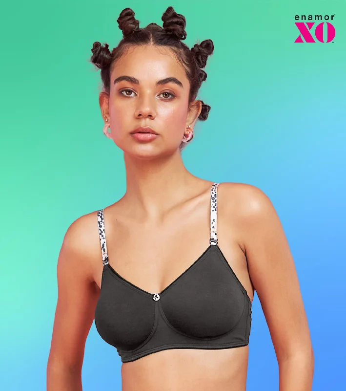 Enamor XO Graphite Non Wired Non Padded Regular Bra - Livia Comfort Fit Bralette