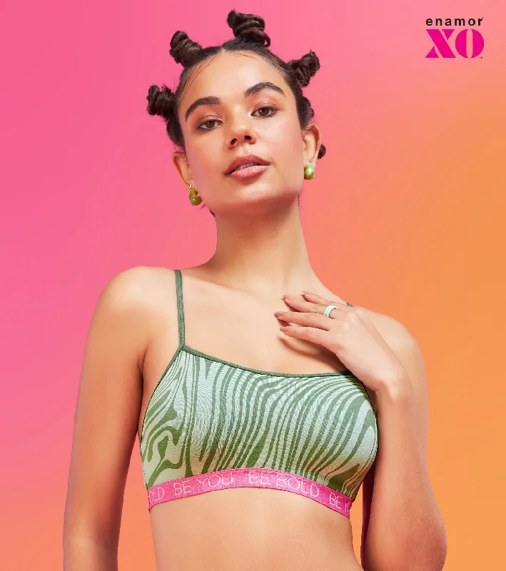 Enamor XO Green Marble Non-Wired Non Padded Regular Bra - Baylish High Support Sports Bra