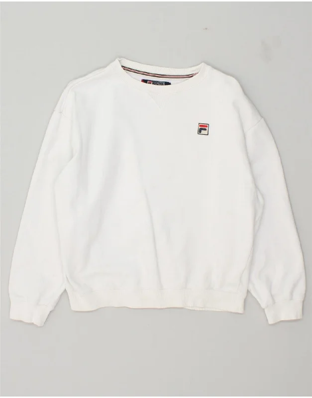 FILA Womens Sweatshirt Jumper UK 6 XS White Hoodie with Logo Branding Identity