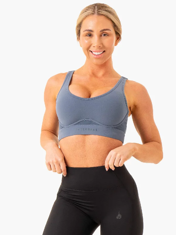 Heighten High Impact Sports Bra - Steel Blue Full Support Bra