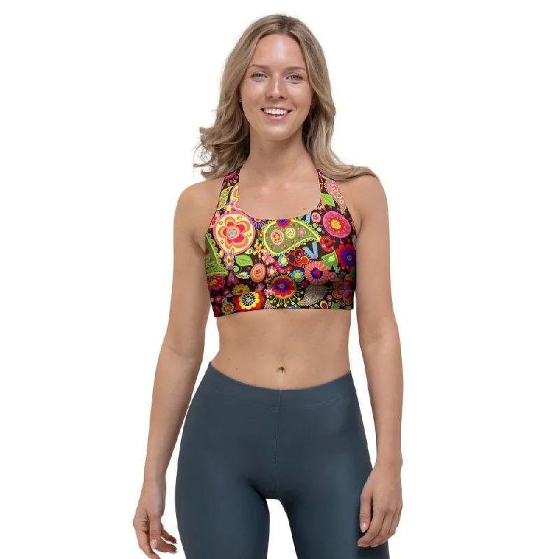 Hippie Trippy Sports Bra Cozy Sleep Bra