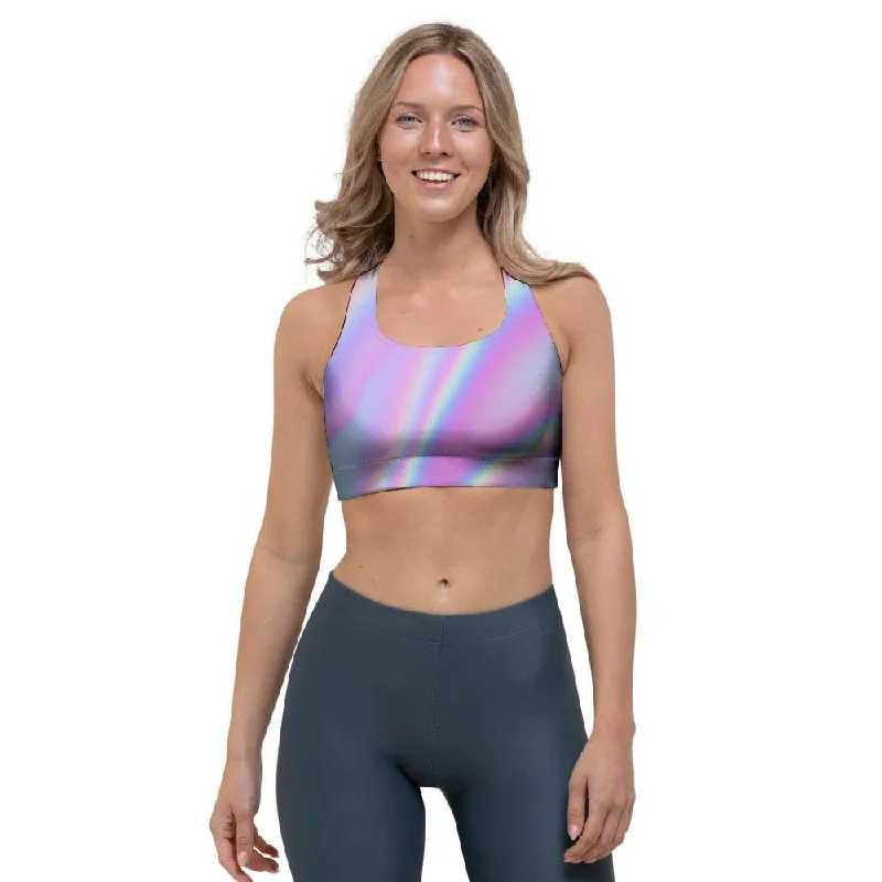 Holographic Sports Bra Elegant Satin Bralette