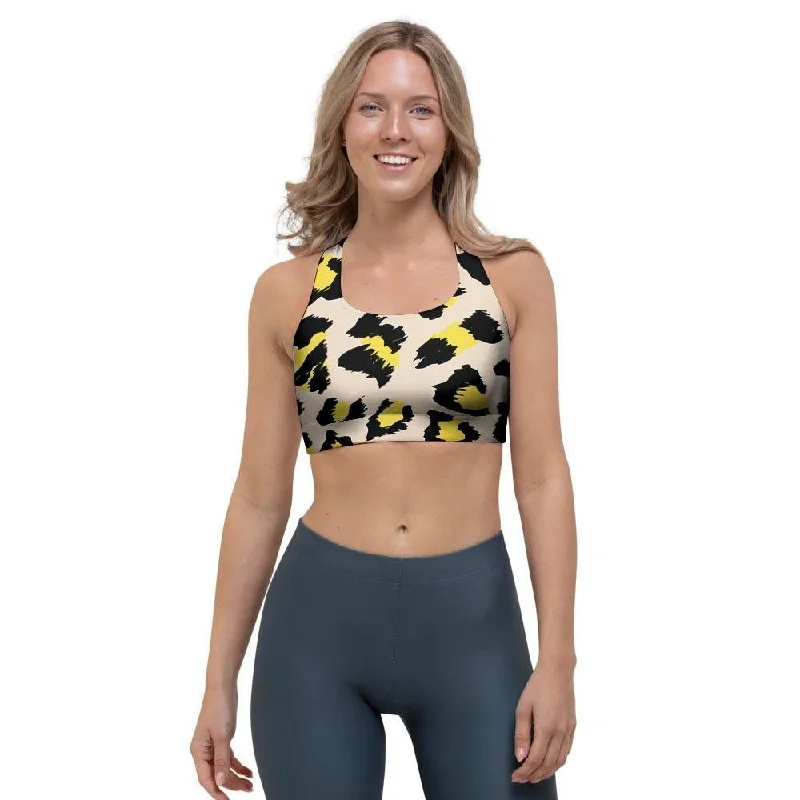 Leopard Print Sports Bra Soft Padded Bralette