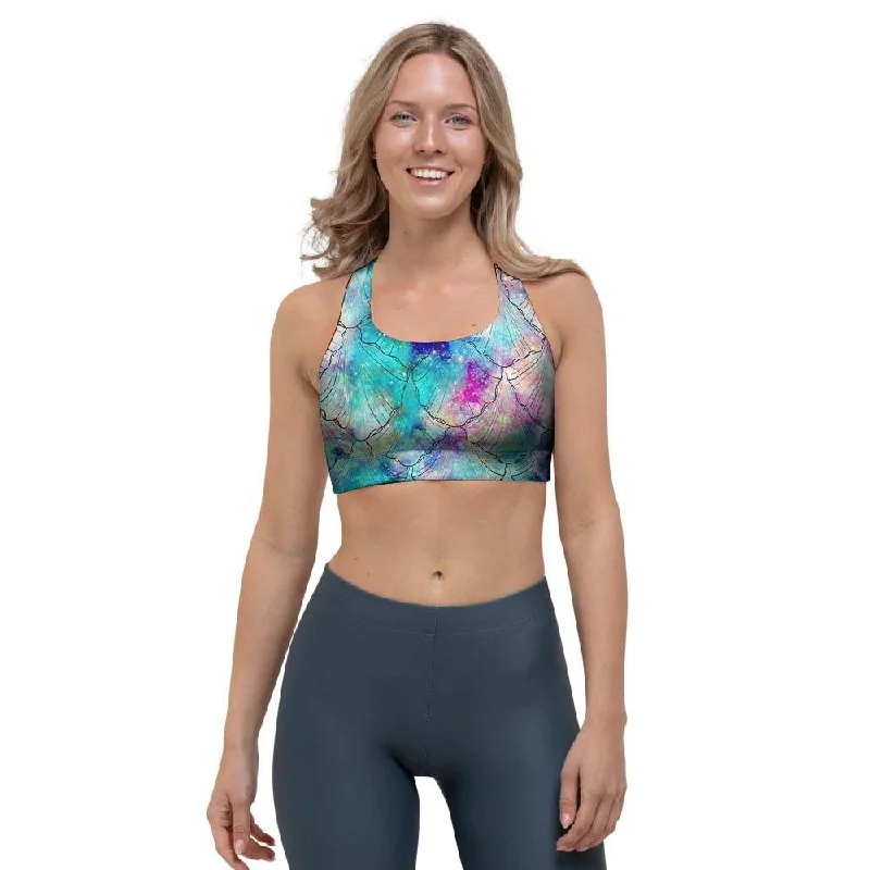 Mermaid Galaxy Print Sports Bra Comfortable Bralette Style