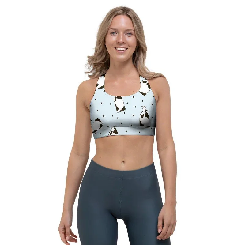 Milk Print Sports Bra Strapless Support Bra