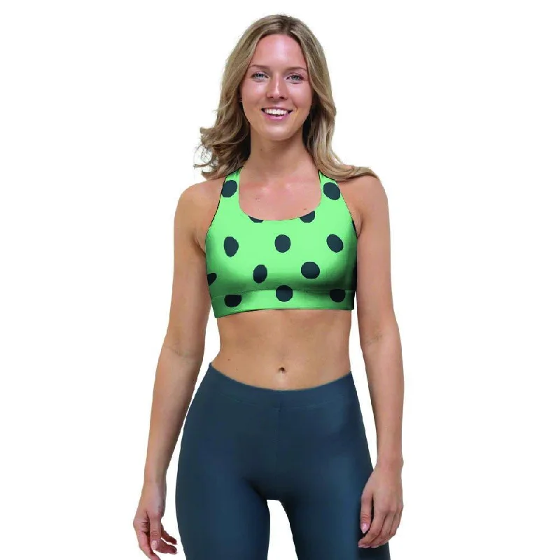 Mint And Green Polka Dot Sports Bra Soft Mesh Bra