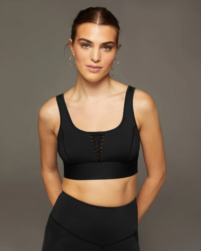 Nero Lace-Up Longline Bra Lace Back Bra