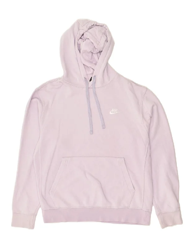 NIKE Womens Hoodie Jumper UK 10 Small Pink Cotton Hoodie with Pattern Geometric Abstract