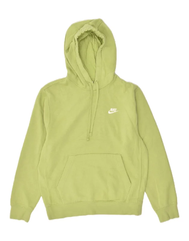 NIKE Womens Oversized Hoodie Jumper UK 10 Small Green Cotton Hoodie with Hem Contrast Bold Stylish