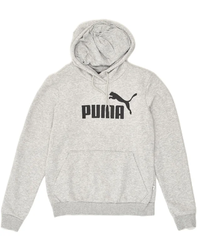 PUMA Womens Graphic Hoodie Jumper UK 10 Small  Grey Cotton Hoodie Jacket Zipper Layering