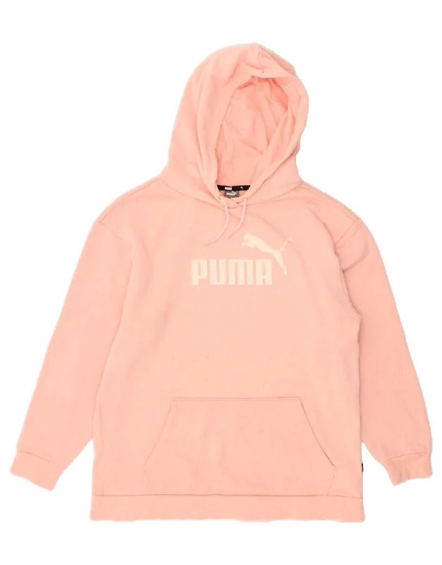 PUMA Womens Graphic Hoodie Jumper UK 10 Small Pink Hoodie with Hem Elastic Stretchable Comfortable