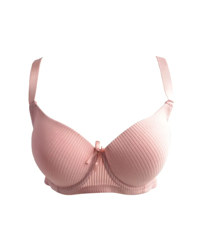 Sofra Striped D Cup Bra Breathable Full Coverage