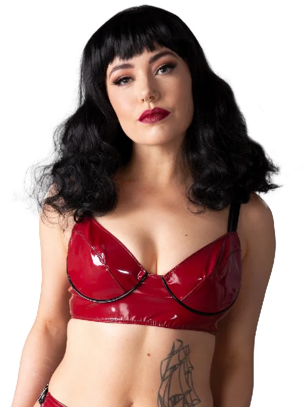 Sweet Plum PVC Bra Burgundy Active Wear Bra