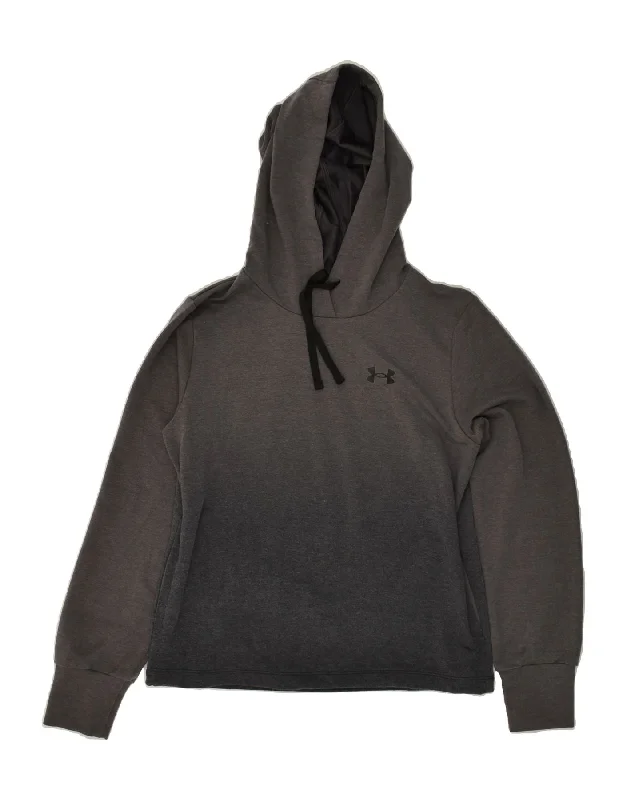 UNDER ARMOUR Womens Oversized Hoodie Jumper UK 6 XS Grey Colourblock Hoodie with High Neck Warm Protective