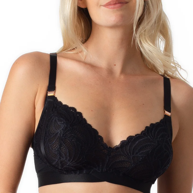 WARRIOR BLACK SOFT CUP NURSING BRA - WIREFREE High-Cut Bra Design