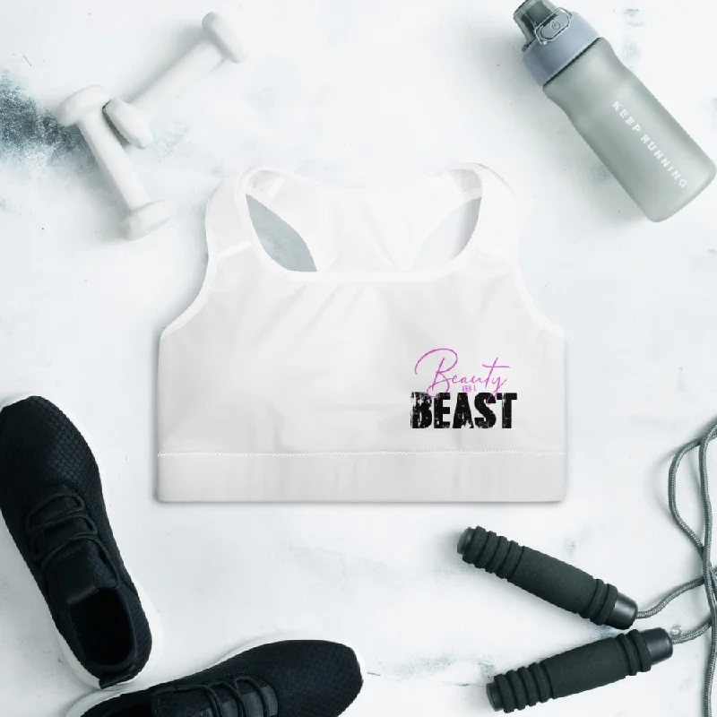 White LOGO Padded Sports Bra Seamless Push-Up Bra