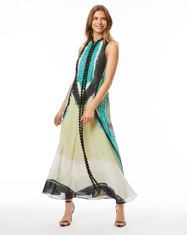 Brushstoke Maxi Dress Cozy Spaghetti Strap Maxi Dress