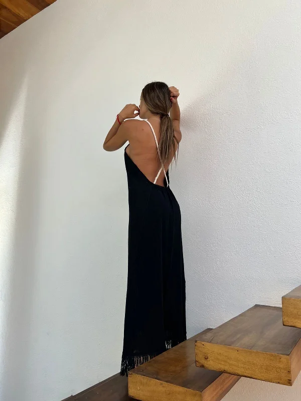 Handmade Boho Beach Maxi Dress "CRUSSY", by ALLE BOHO Comfortable Satin Maxi Dress