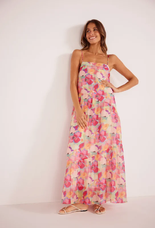 MINKPINK Freyano Maxi Dress - Bright Floral Trendy Ruffled Maxi Dress