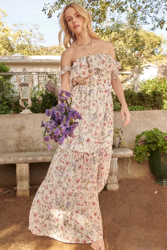 My Always Ruffled Off-Shoulder Floral Maxi Dress Classic A-Line Maxi Dress