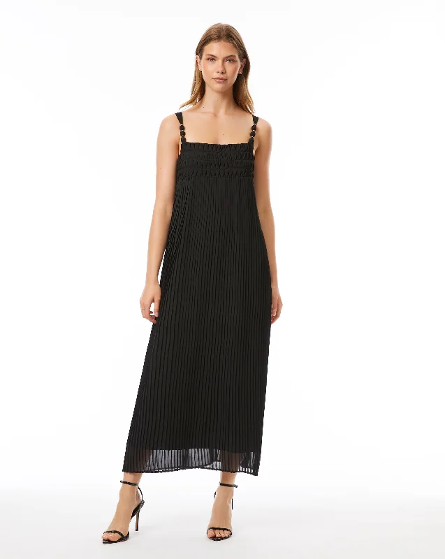 Pleated Column Maxi Dress Elegant Sleeveless Maxi Dress