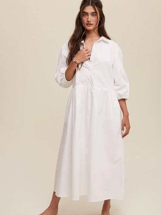 Style that Never Fades Button Front Babydoll Maxi Dress Stylish Longline Maxi Dress