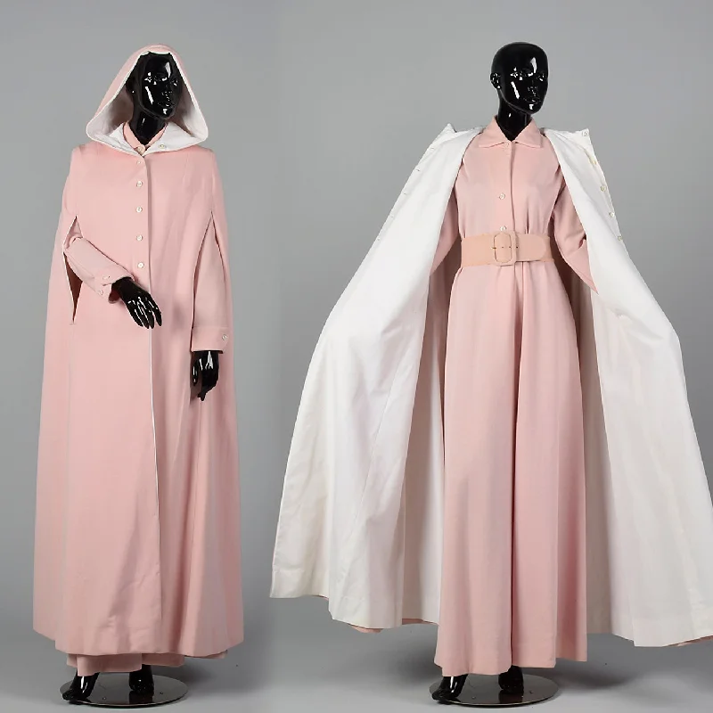 1970s Pink Knit Maxi Dress with Cape Trendy Satin Maxi Dress