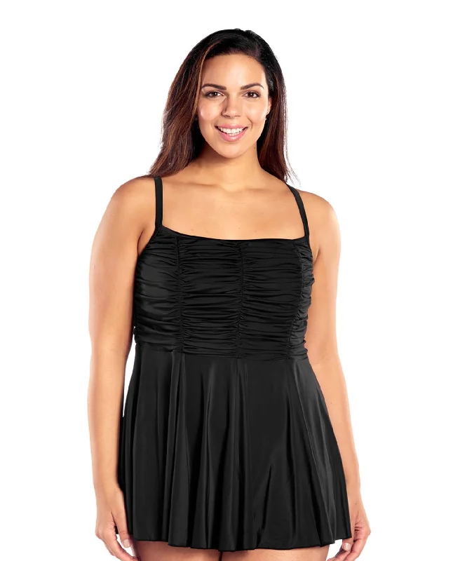 Always For Me Black Plus Size Jet Cami Swimdress Stylish Cover-Up Set