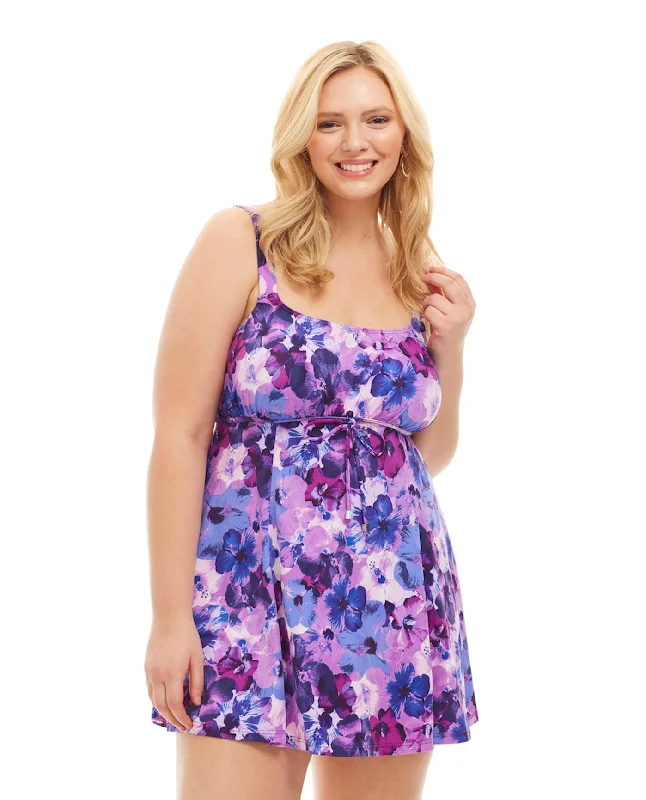 Always For Me by Fit 4U Violet Plus Size Swimdress Adjustable Bikini Bottoms