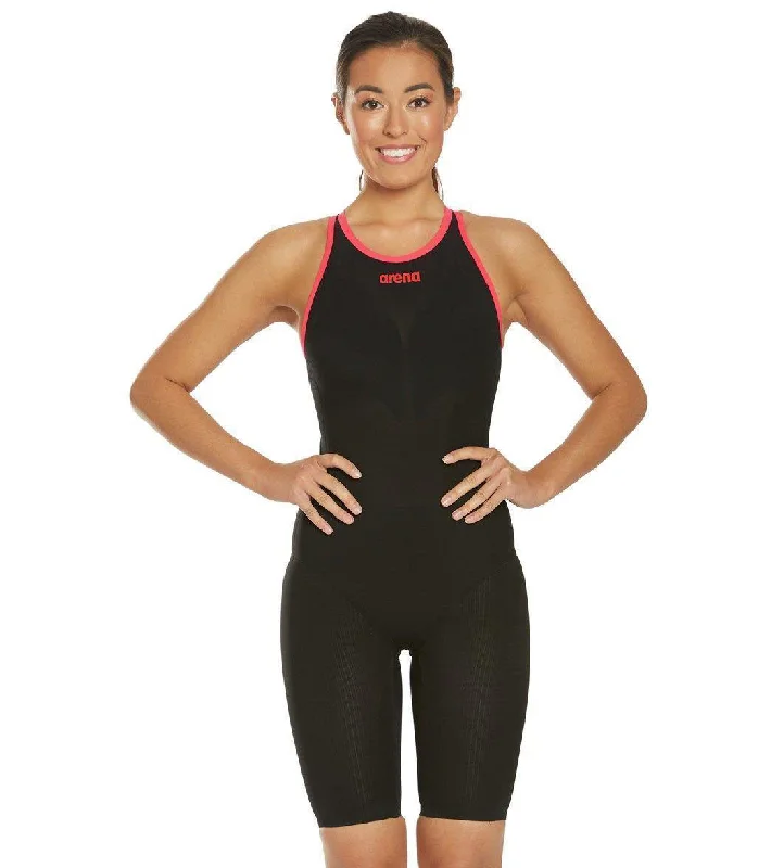 Arena Women's Powerskin Carbon Duo Tech Suit Swimsuit Top Black/Red Swim Skirt Set