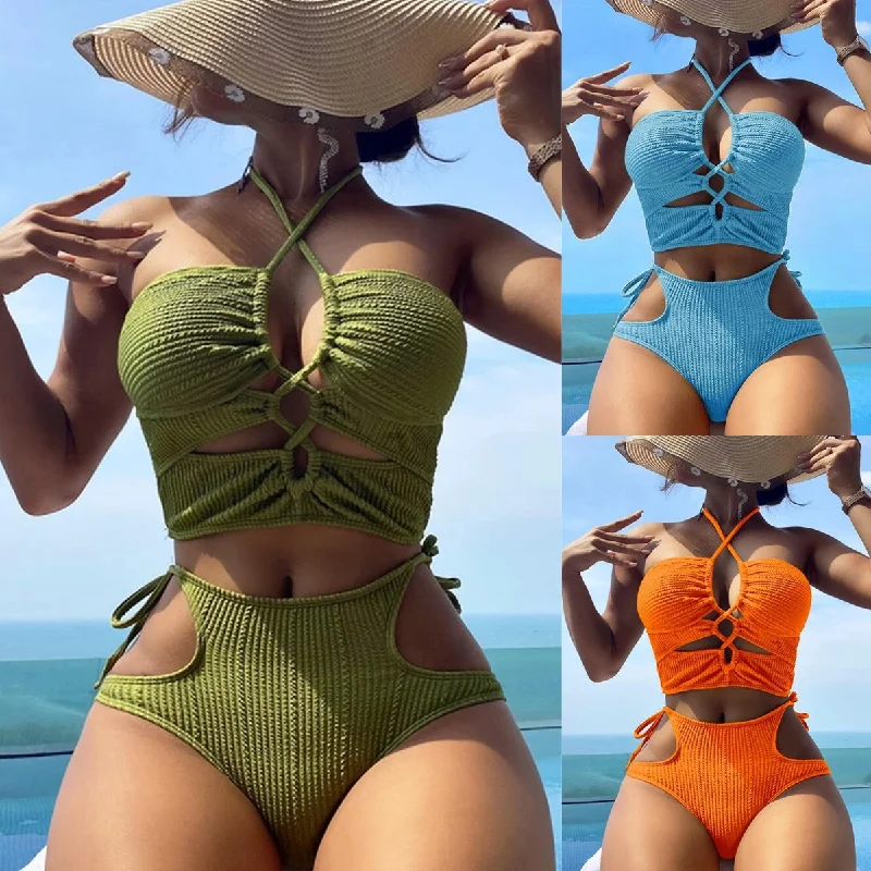 Bikini Split Swimsuit Rope Tight Swimsuit Push-Up Swimsuit Top