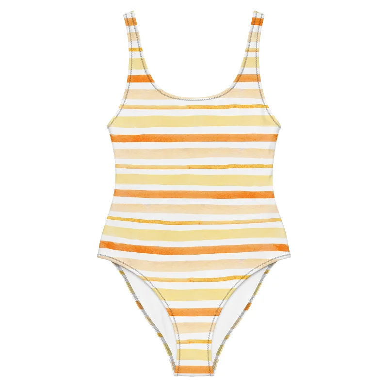 Citrus Splash One-Piece Swimsuit Sporty Swimwear Bottoms