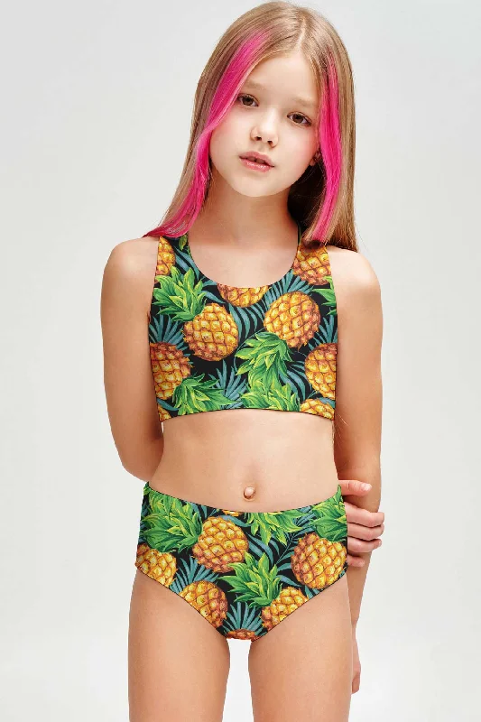 Endless Summer Claire Green Two-Piece Swimsuit Sporty Swim Set - Girls Vintage Swimwear Look