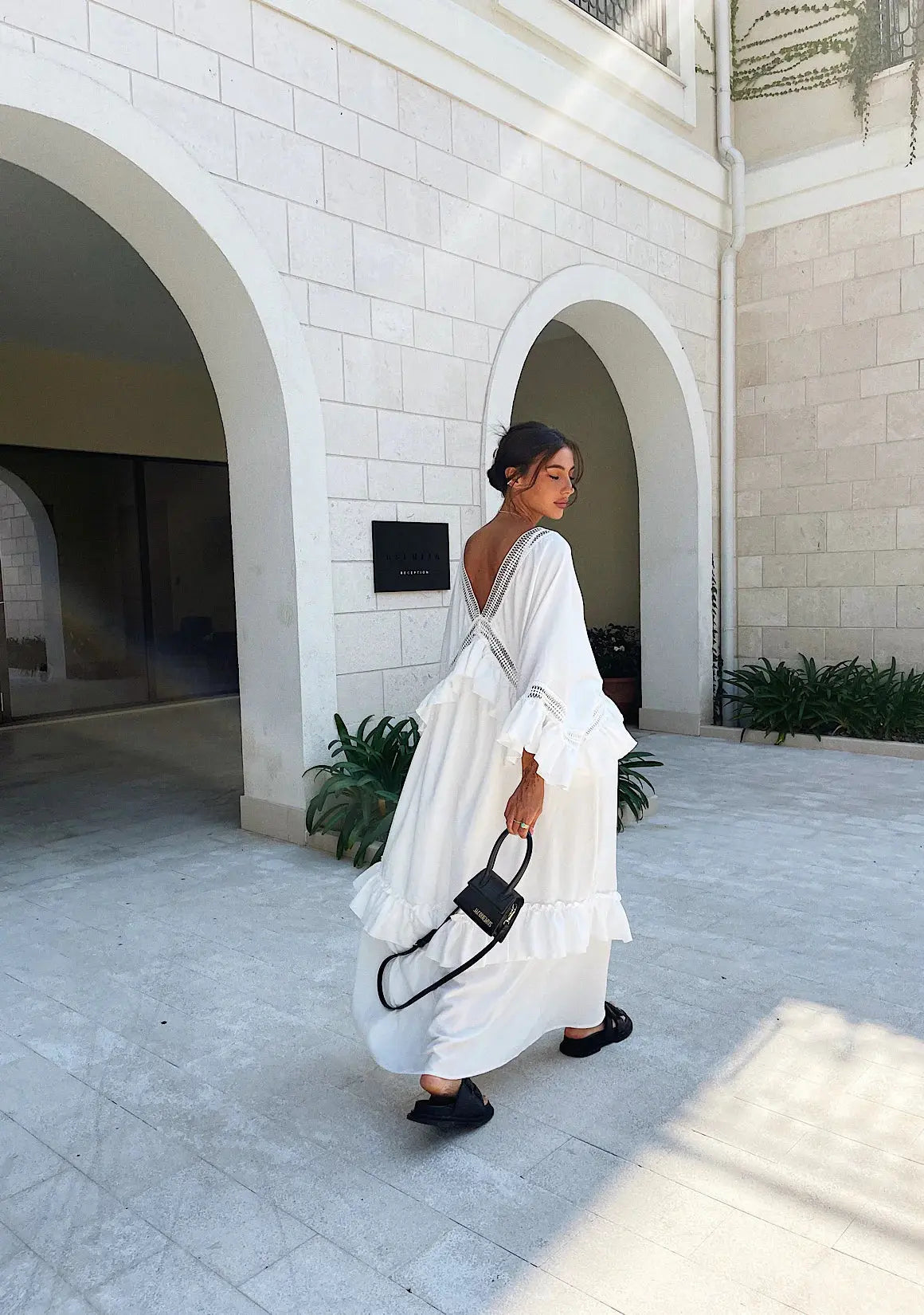 Moodstories White Maxi Dress Marrakesh Beachwear Luxury resort wear Comfortable Maxi Dress with Slits